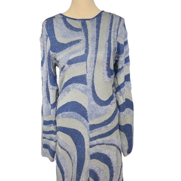 NWT House of Sunny Wave Sweater Blue Moon Dress Cut out Back Long Sleeve Blue 8 - Picture 10 of 16